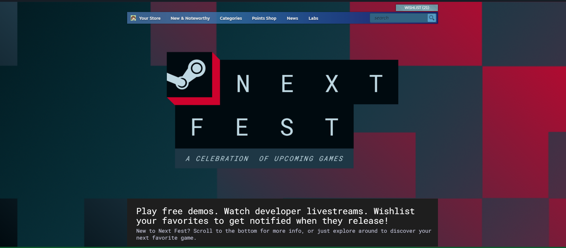 Steam Next Fest store page